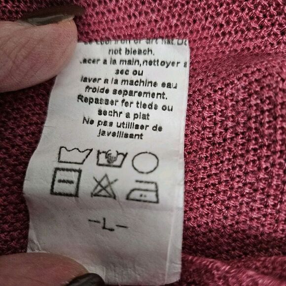 M Made in Italy Knitted 3/4 Sleeve Dusty Rose Pullover V-neckSweater Size L - Picture 8 of 8